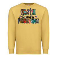 Antique Gold faith family freedom Premium Sweatshirt - CowhideDigitalArt