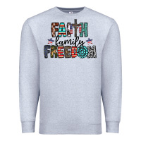 Heather Grey faith family freedom Premium Sweatshirt - CowhideDigitalArt