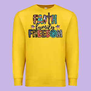 Faith Family Freedom Premium Sweatshirt Designed By Cowhidedigitalart