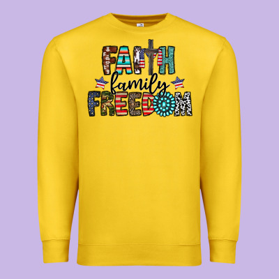 Faith Family Freedom Premium Sweatshirt Designed By Cowhidedigitalart
