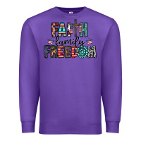 Purple faith family freedom Premium Sweatshirt - CowhideDigitalArt