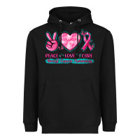Black Peace Love Cure Breast Cancer Awareness Heavyweight Hoodie - texasbilliewilder