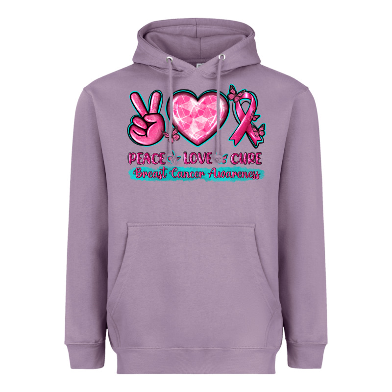 Peace Love Cure Breast Cancer Awareness Heavyweight Hoodie by texasbilliewilder | Teevron