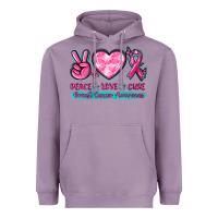 Lavender Peace Love Cure Breast Cancer Awareness Heavyweight Hoodie - texasbilliewilder