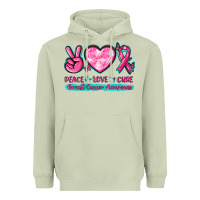 Matcha Peace Love Cure Breast Cancer Awareness Heavyweight Hoodie - texasbilliewilder