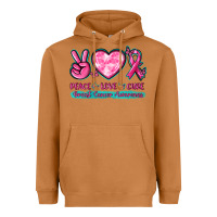 Meerkat Peace Love Cure Breast Cancer Awareness Heavyweight Hoodie - texasbilliewilder