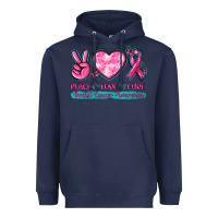 Navy Peace Love Cure Breast Cancer Awareness Heavyweight Hoodie - texasbilliewilder