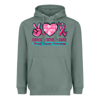 Sage Peace Love Cure Breast Cancer Awareness Heavyweight Hoodie - texasbilliewilder