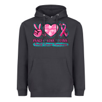 Smoke Peace Love Cure Breast Cancer Awareness Heavyweight Hoodie - texasbilliewilder