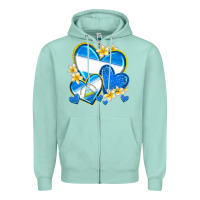 Seafoam nicaragua hearts Zipper Hoodie - texasbilliewilder