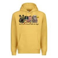 Antique Gold Peace Love American White Sea Eagle Premium Hoodie - LillyAllenDesigns