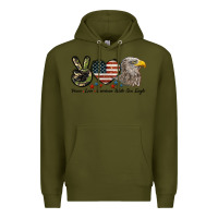Army Green Peace Love American White Sea Eagle Premium Hoodie - LillyAllenDesigns