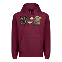 Burgundy Peace Love American White Sea Eagle Premium Hoodie - LillyAllenDesigns