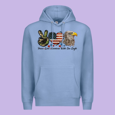 Peace Love American White Sea Eagle Premium Hoodie Designed By Lillyallendesigns