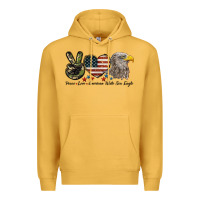 Mustard Peace Love American White Sea Eagle Premium Hoodie - LillyAllenDesigns