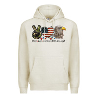 Oatmeal Heather Peace Love American White Sea Eagle Premium Hoodie - LillyAllenDesigns