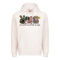 Pale Pink Peace Love American White Sea Eagle Premium Hoodie - LillyAllenDesigns