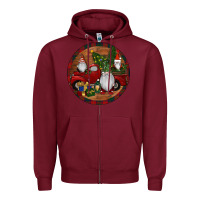 Burgundy Gnome Truck Christmas Zipper Hoodie - RanaPortraitStore