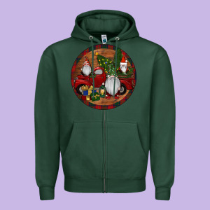 Gnome Truck Christmas Zipper Hoodie Designed By Ranaportraitstore