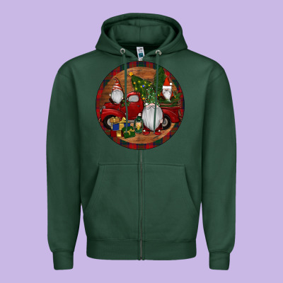 Zipper Hoodie Gnome Truck Christmas