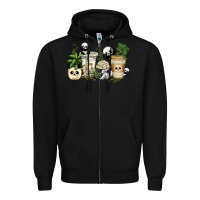 Black panda coffee cups Zipper Hoodie - texasbilliewilder
