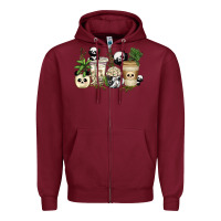 Burgundy panda coffee cups Zipper Hoodie - texasbilliewilder