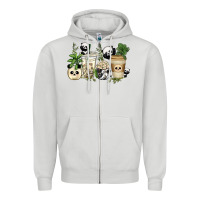 Dove Grey panda coffee cups Zipper Hoodie - texasbilliewilder