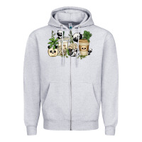 Heather Grey panda coffee cups Zipper Hoodie - texasbilliewilder