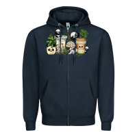 Navy panda coffee cups Zipper Hoodie - texasbilliewilder