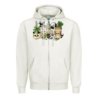 Oatmeal Heather panda coffee cups Zipper Hoodie - texasbilliewilder