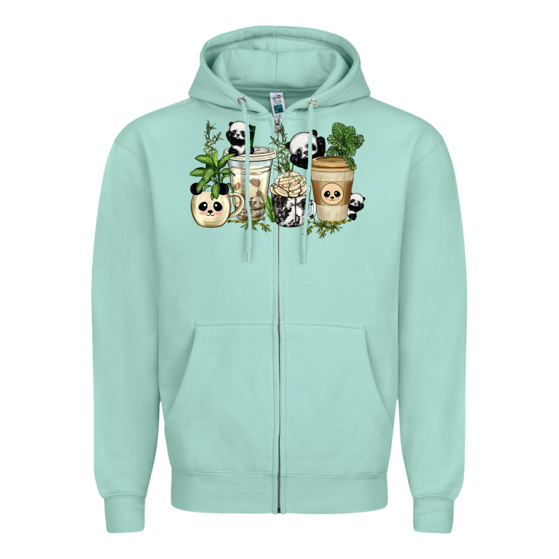 Panda Coffee Cups Zipper Hoodie by texasbilliewilder | Teevron