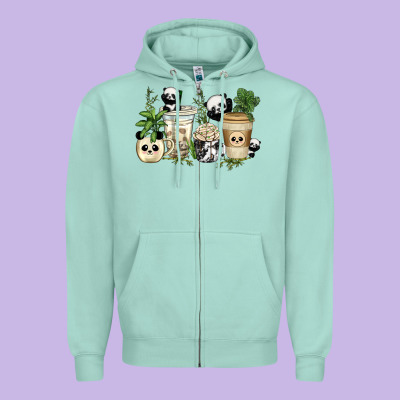 Zipper Hoodie panda coffee cups