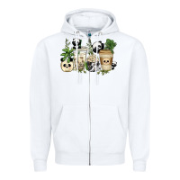 White panda coffee cups Zipper Hoodie - texasbilliewilder