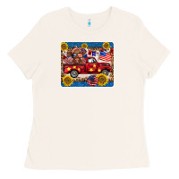 Bone 4th of july truck cow mousepad Ladies Tee - BarkalooDesign