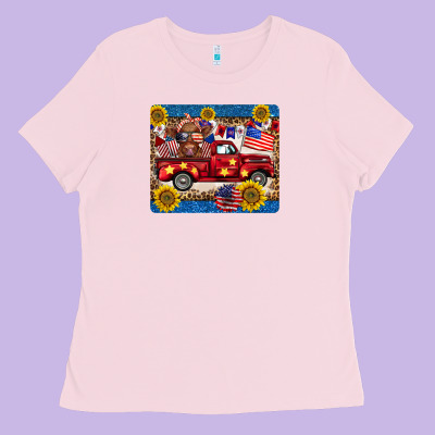 4th Of July Truck Cow Mousepad Ladies Tee Designed By Barkaloodesign