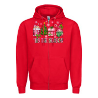 Red pink christmas 'tis the season gnome Zipper Hoodie - Zillion Design Studio
