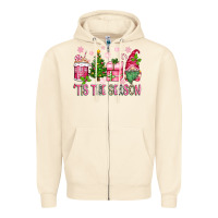 Sandshell pink christmas 'tis the season gnome Zipper Hoodie - Zillion Design Studio
