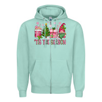 Seafoam pink christmas 'tis the season gnome Zipper Hoodie - Zillion Design Studio