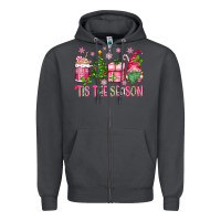 Smoke pink christmas 'tis the season gnome Zipper Hoodie - Zillion Design Studio