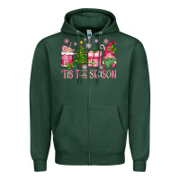 Sports Green pink christmas 'tis the season gnome Zipper Hoodie - Zillion Design Studio