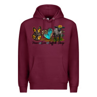 Burgundy Peace Love Suffolk Sheep Premium Hoodie - LillyAllenDesigns