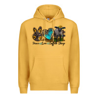 Mustard Peace Love Suffolk Sheep Premium Hoodie - LillyAllenDesigns