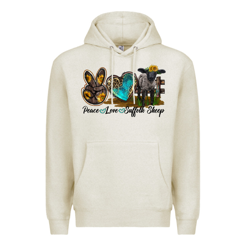 Peace Love Suffolk Sheep Premium Hoodie by LillyAllenDesigns | Teevron