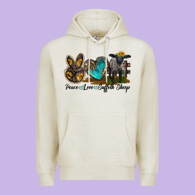 Peace Love Suffolk Sheep Premium Hoodie Designed By Lillyallendesigns