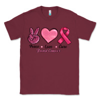 Burgundy Peace Love Cure Cancer Classic Tee - RanaPortraitStore