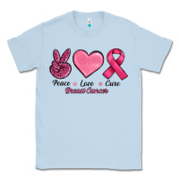 Dusty Blue Peace Love Cure Cancer Classic Tee - RanaPortraitStore