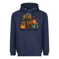 Navy pumpkin spice everything Heavyweight Hoodie - RanaPortraitStore