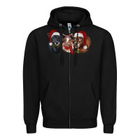 Black Christmas Cows Zipper Hoodie - RanaPortraitStore