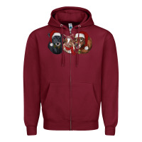 Burgundy Christmas Cows Zipper Hoodie - RanaPortraitStore
