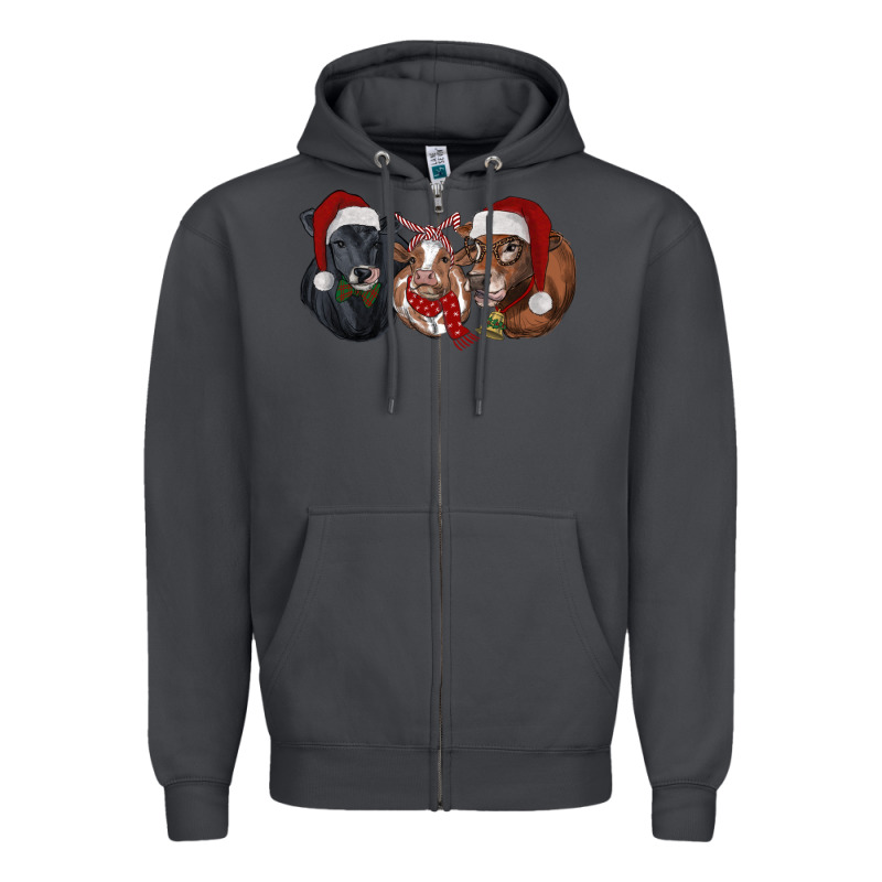 Christmas Cows Zipper Hoodie by RanaPortraitStore | Teevron